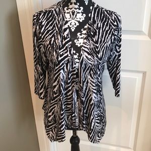 Flowy open zebra print top.